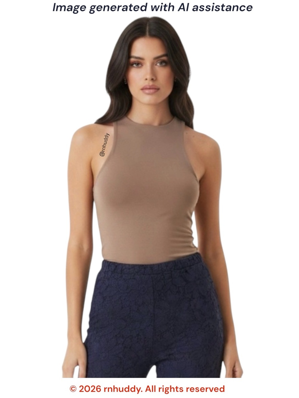 Express Contour XS pecan (tan) high neck tank